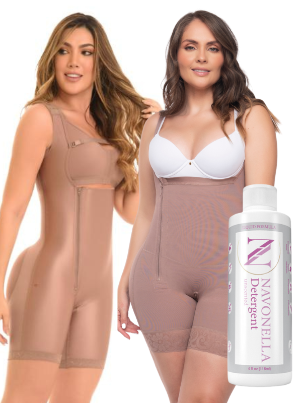 High Compression Shaper + Mid-thigh First-Stage shapewear. Dual zipper + Liquid Detergent +