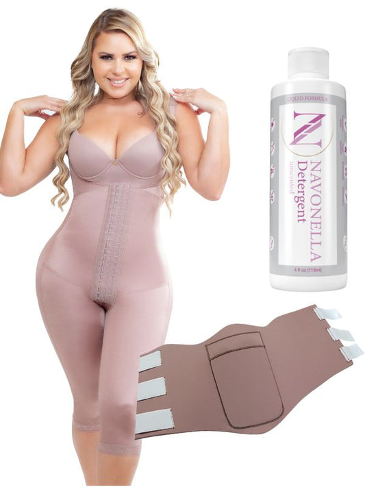 Surgical post operative shapewear + 360 Cushioned Abdominal Binder + Liquid Detergent for Delicate Garments