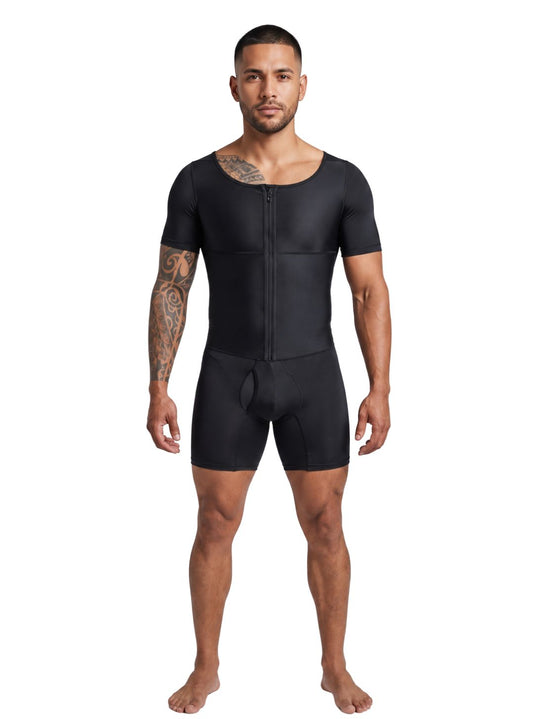 Men’s Mid-Thigh Shaper with Short Sleeves – 57001