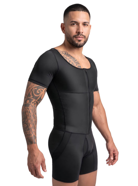 Men’s Mid-Thigh Shaper with Short Sleeves – 57001