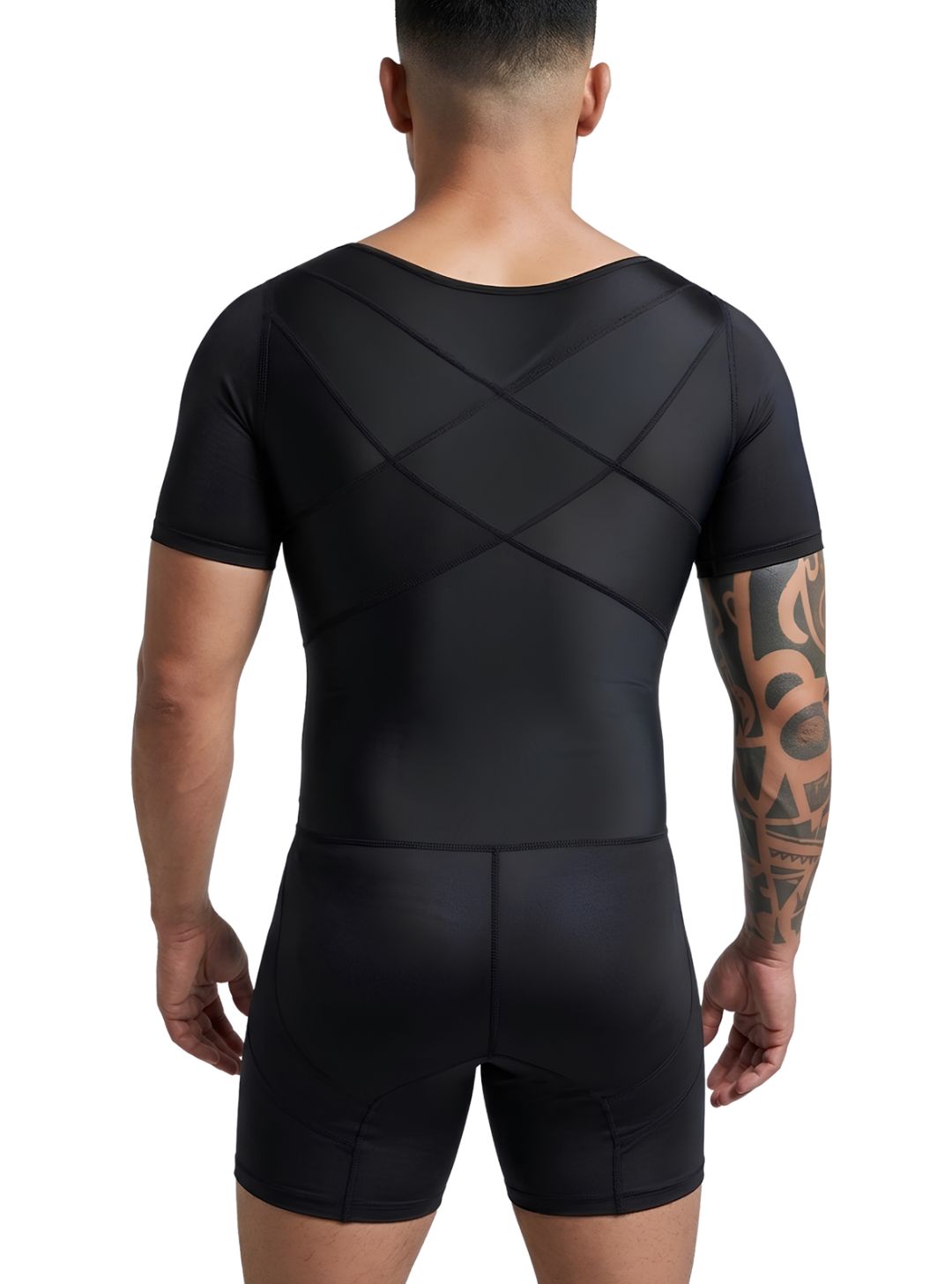 Men’s Mid-Thigh Shaper with Short Sleeves – 57001