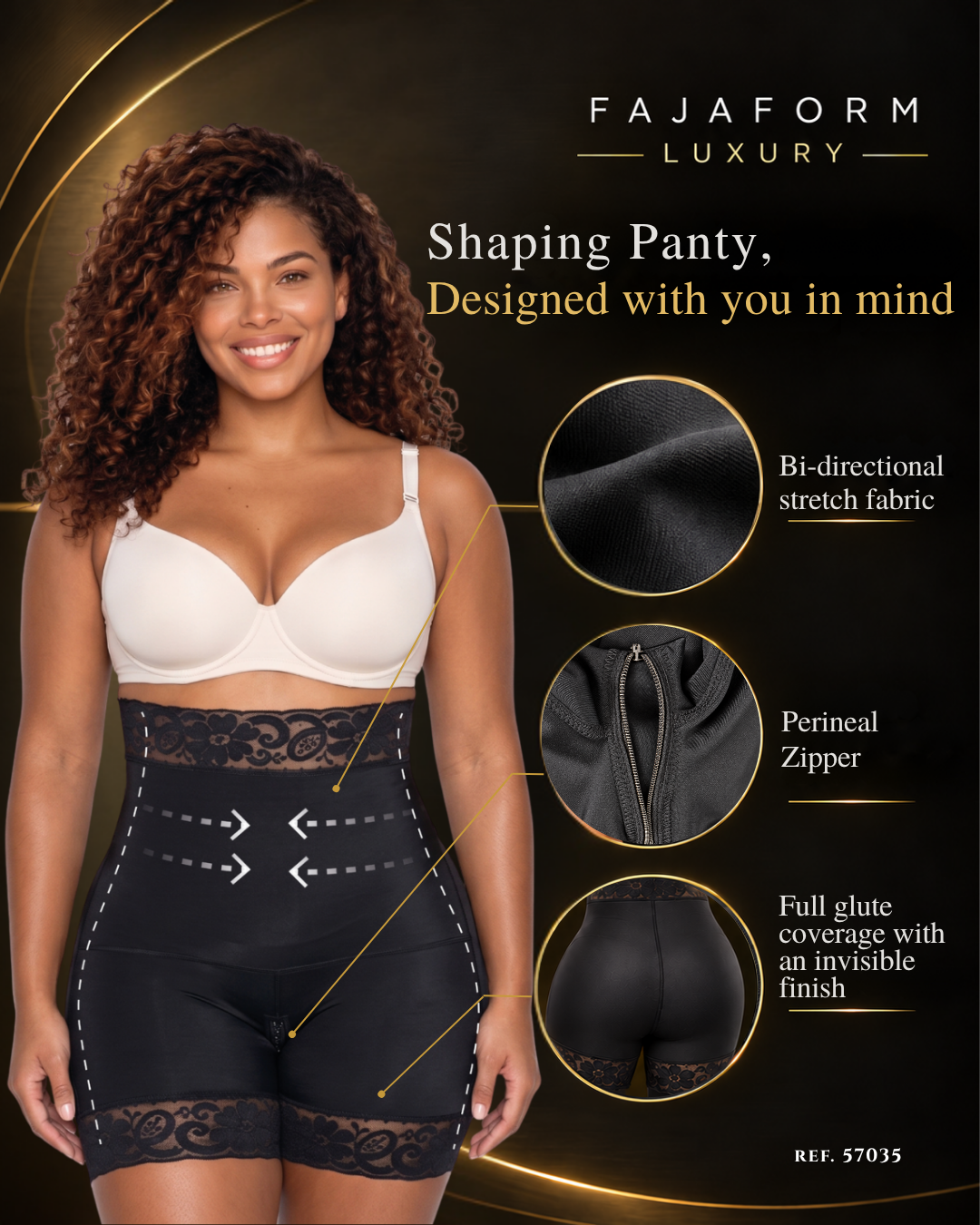 Seamless High-Waist Mid-Thigh Shaper with Perineal Zipper – 57035