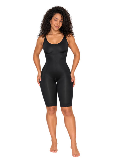 Seamless Medium-Compression Knee-Length Bodysuit with Adjustable Straps | Ref. 57042