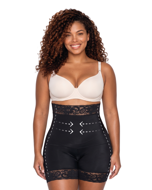 Seamless High-Waist Mid-Thigh Shaper with Perineal Zipper – 57035